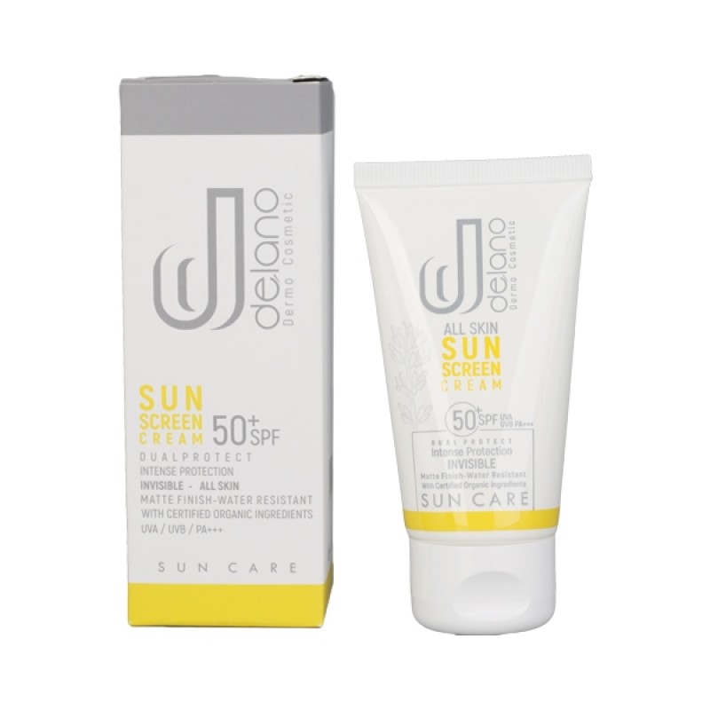 کرم ضد آفتاب SPF50 بیرنگ دلانو مناسب انواع پوست